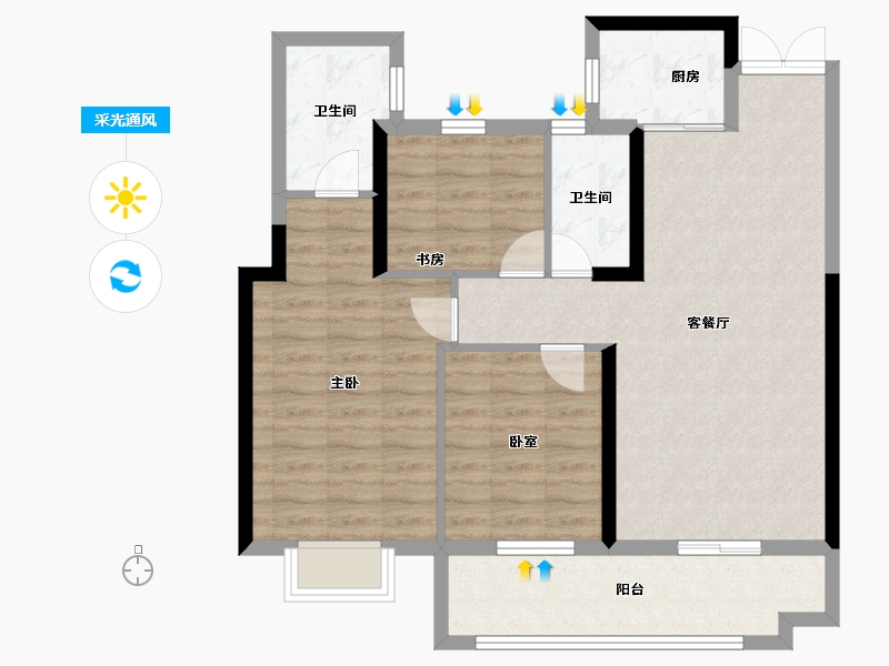 湖南省-衡阳市-中建和城壹品-88.50-户型库-采光通风