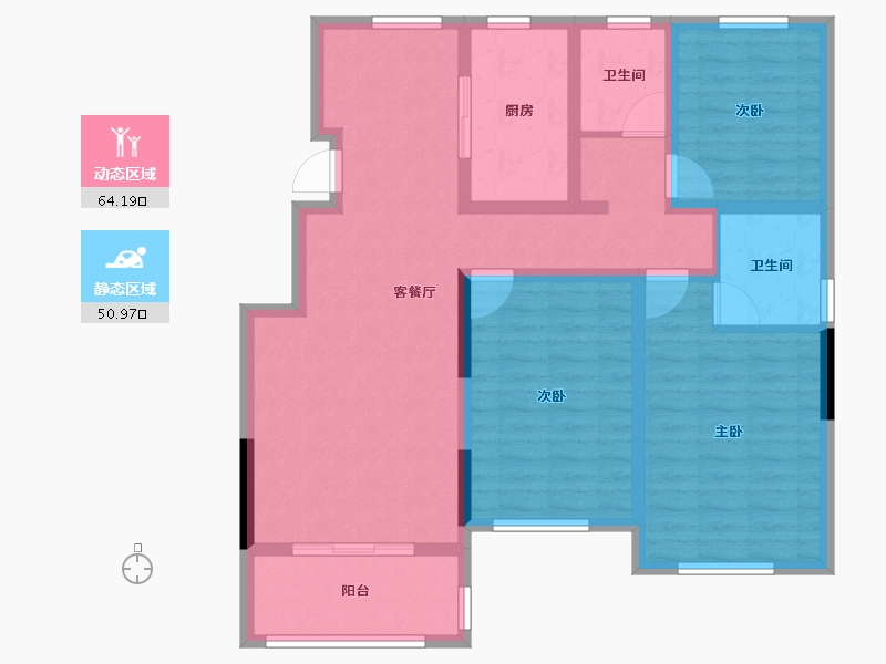 辽宁省-阜新市-东盛·阳光新城-102.40-户型库-动静分区