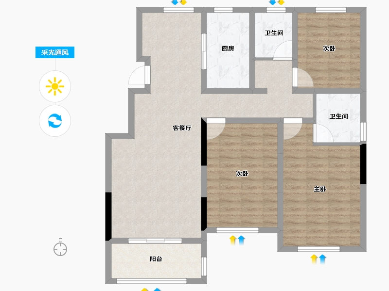 辽宁省-阜新市-东盛·阳光新城-102.40-户型库-采光通风