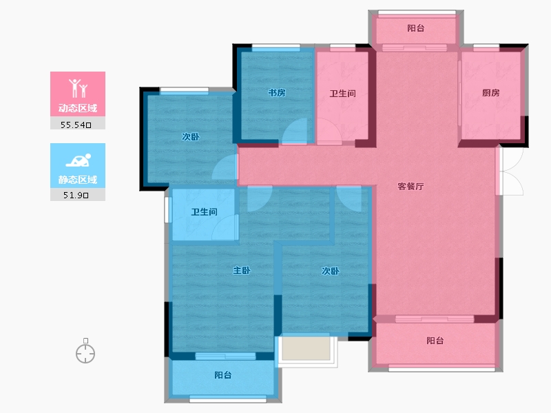 湖北省-黄冈市-红安汇景新城-95.82-户型库-动静分区