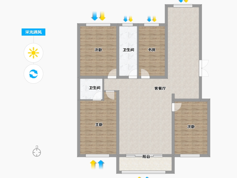 黑龙江省-黑河市-华泰東城御府-133.22-户型库-采光通风