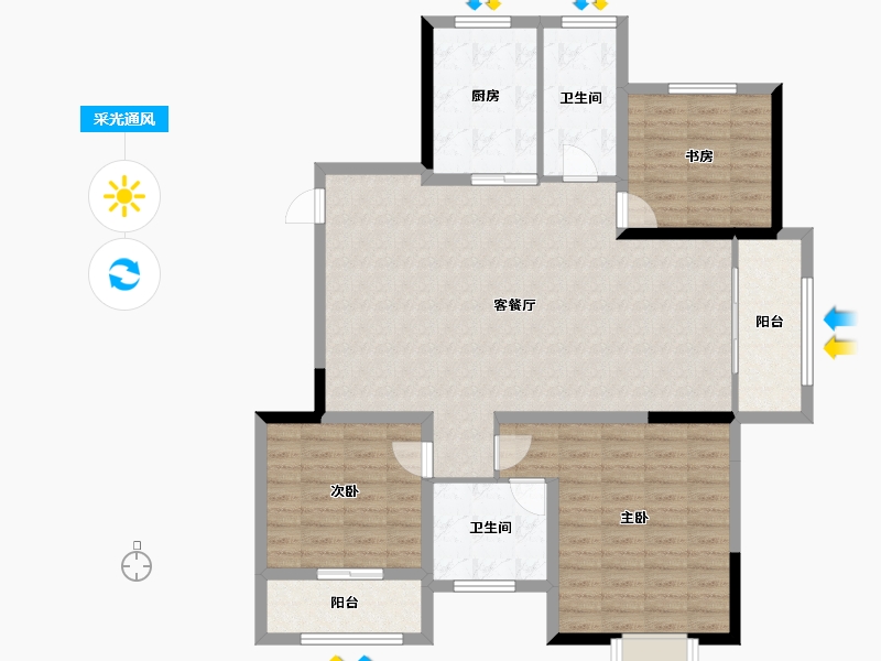 山东省-潍坊市-滨海弘润府-118.87-户型库-采光通风