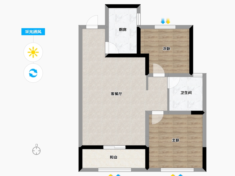 山东省-潍坊市-滨海弘润府-72.23-户型库-采光通风