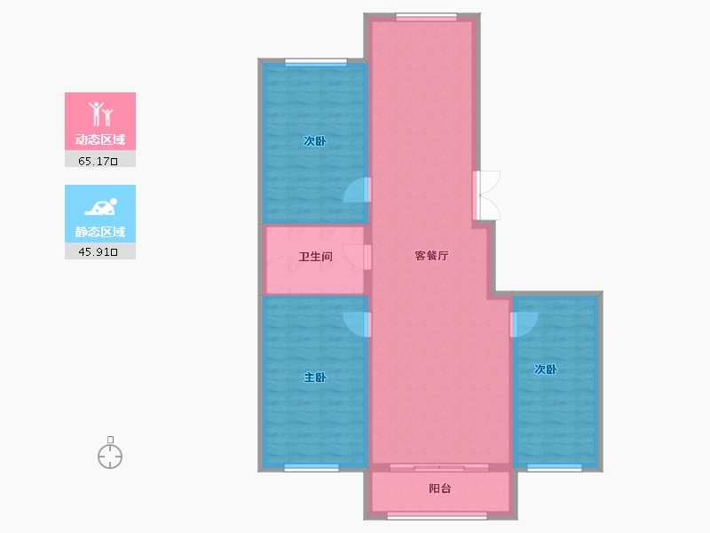 黑龙江省-黑河市-华泰東城御府-101.13-户型库-动静分区