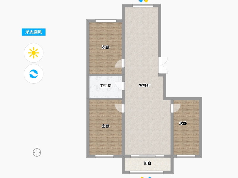 黑龙江省-黑河市-华泰東城御府-101.13-户型库-采光通风