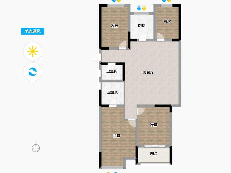 河南省-洛阳市-东展旖和园-113.12-户型库-采光通风