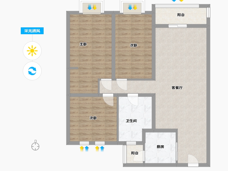 山西省-太原市-太铁龙兴苑-97.82-户型库-采光通风