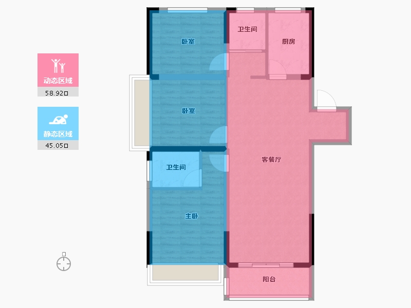 安徽省-阜阳市-阜南华安城-93.60-户型库-动静分区