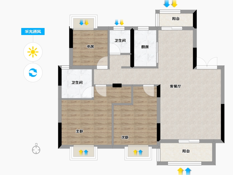 湖南省-衡阳市-中建和城壹品-89.10-户型库-采光通风