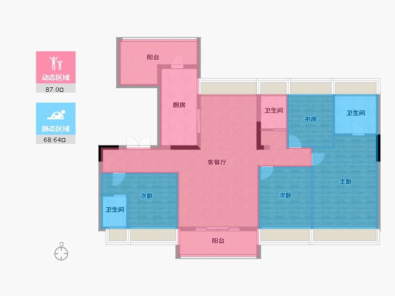 湖北省-黄冈市-宋埠碧桂园时代之光-141.38-户型库-动静分区