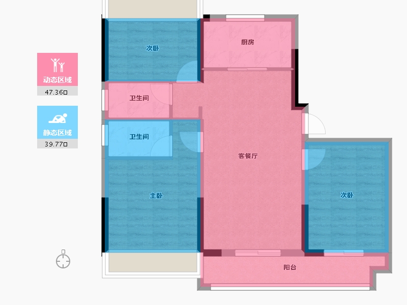 湖北省-黄冈市-宋埠碧桂园时代之光-77.83-户型库-动静分区