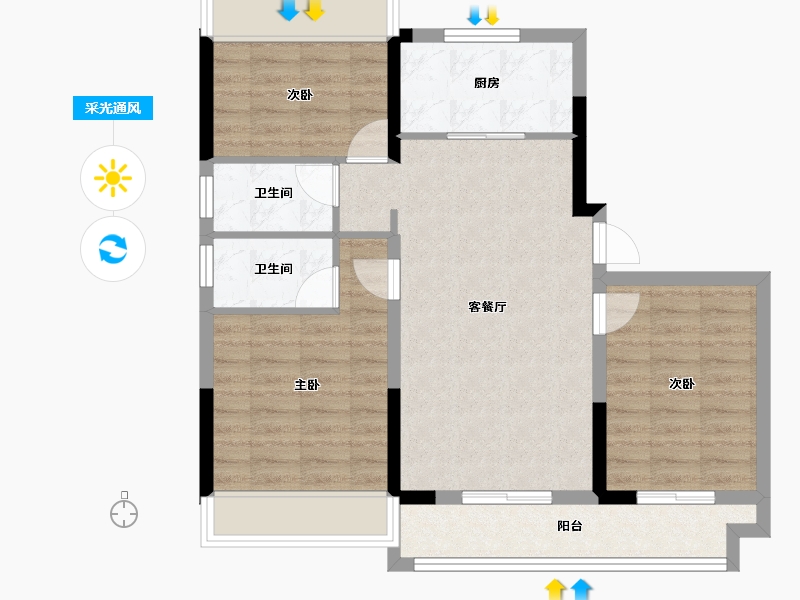 湖北省-黄冈市-宋埠碧桂园时代之光-77.83-户型库-采光通风