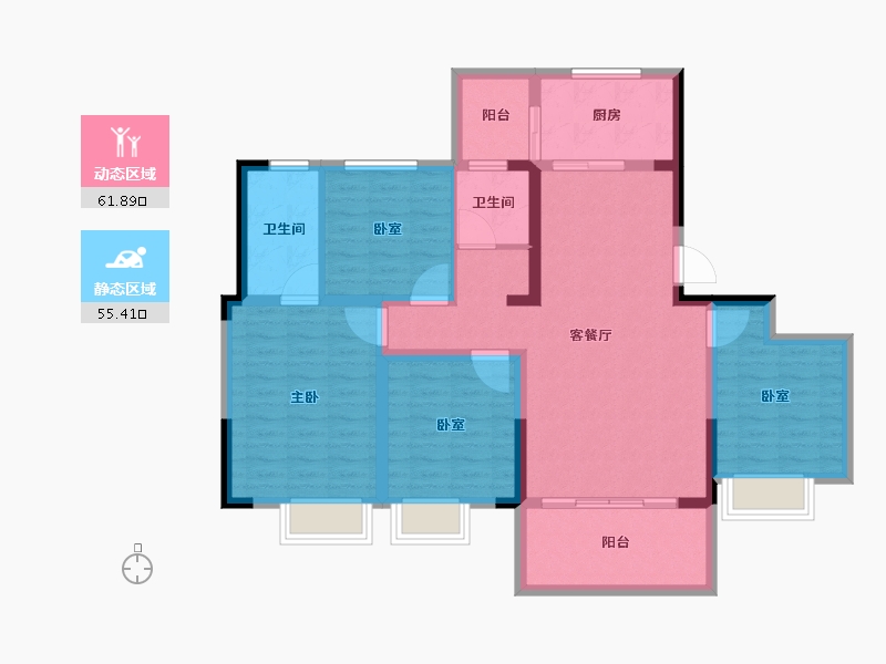 河南省-漯河市-阳光臻蓝府-104.66-户型库-动静分区