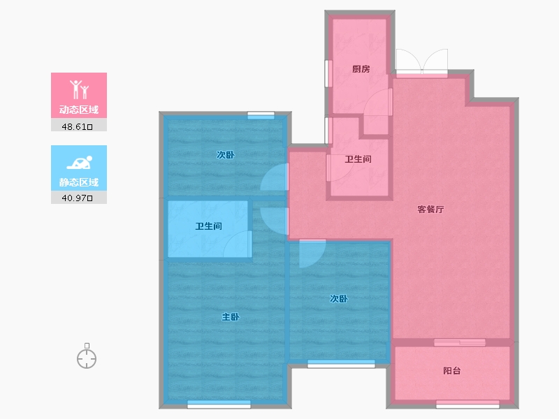 湖北省-荆门市-凯凌·香格里拉三期-80.96-户型库-动静分区