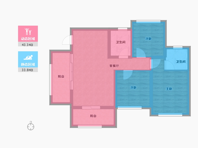 四川省-南充市-金为领地悦城-67.94-户型库-动静分区