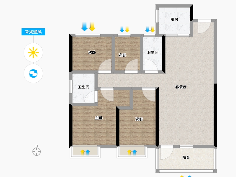 山东省-菏泽市-碧桂园铂悦城-114.40-户型库-采光通风