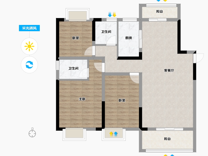 江西省-吉安市-龙城御璟国际-99.81-户型库-采光通风