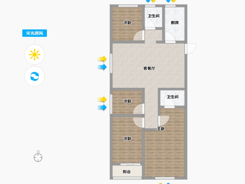 山东省-菏泽市-菏泽华联广场-124.00-户型库-采光通风