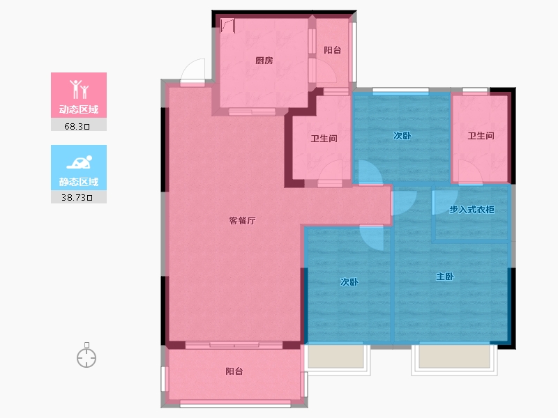 浙江省-湖州市-湖州恒大珺睿府-96.01-户型库-动静分区