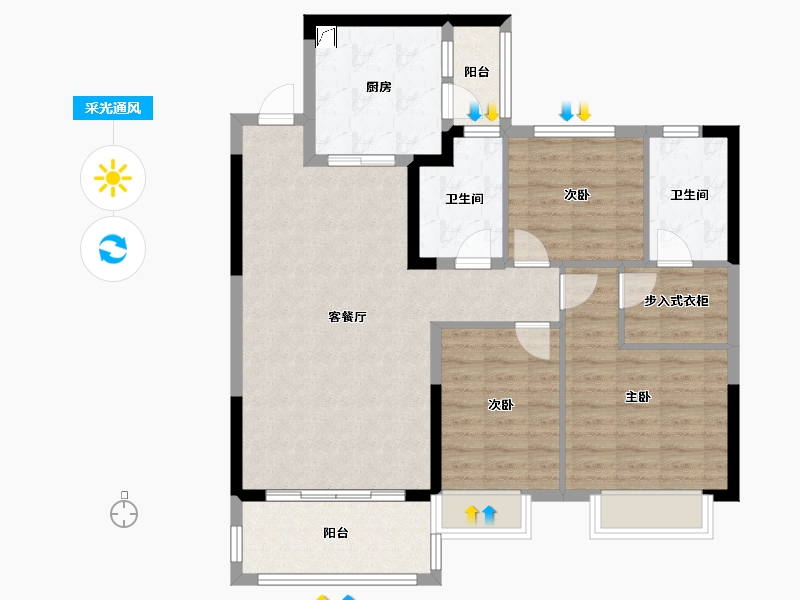 浙江省-湖州市-湖州恒大珺睿府-96.01-户型库-采光通风