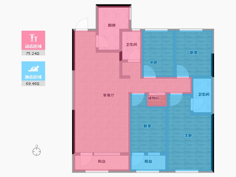 山东省-菏泽市-菏泽中心-128.00-户型库-动静分区