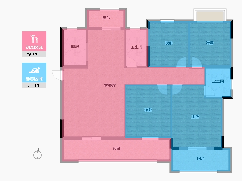 湖北省-黄石市-錦綉·御湖湾-132.96-户型库-动静分区