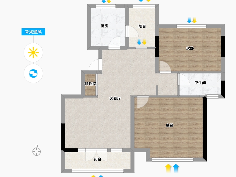 湖北省-黄石市-中冶·黄石公园-79.20-户型库-采光通风