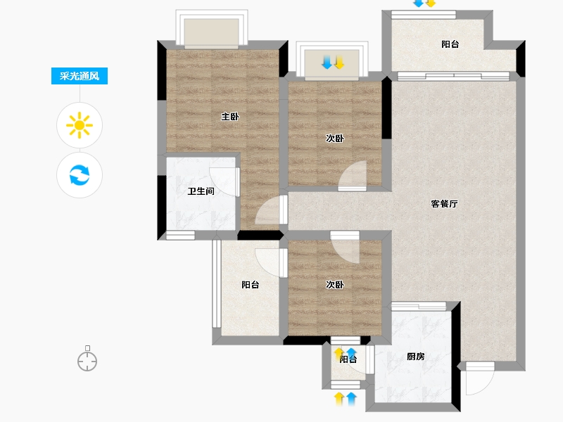 四川省-南充市-科华北辰天璞-72.26-户型库-采光通风