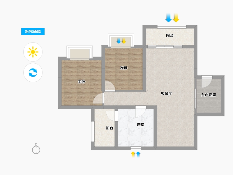 四川省-南充市-科华熙和公馆-70.58-户型库-采光通风