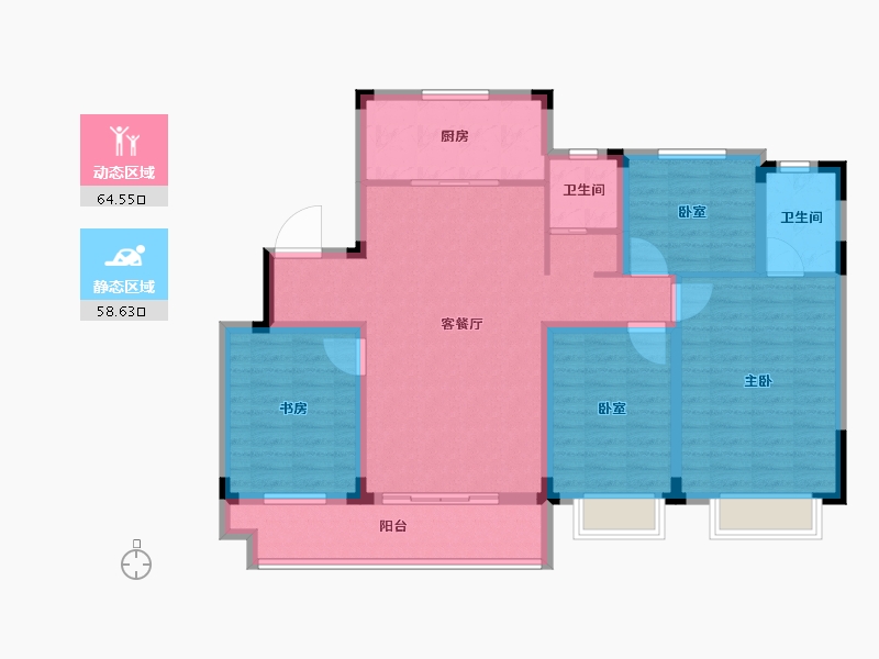 浙江省-金华市-中梁金地西江悦府-110.40-户型库-动静分区