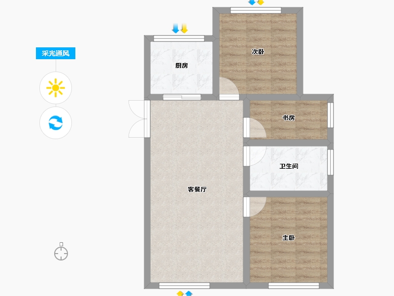 辽宁省-葫芦岛市-乾瑞嘉山墅天悦-62.87-户型库-采光通风