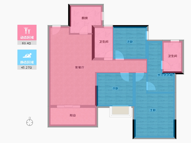 四川省-南充市-科华熙和公馆-93.67-户型库-动静分区