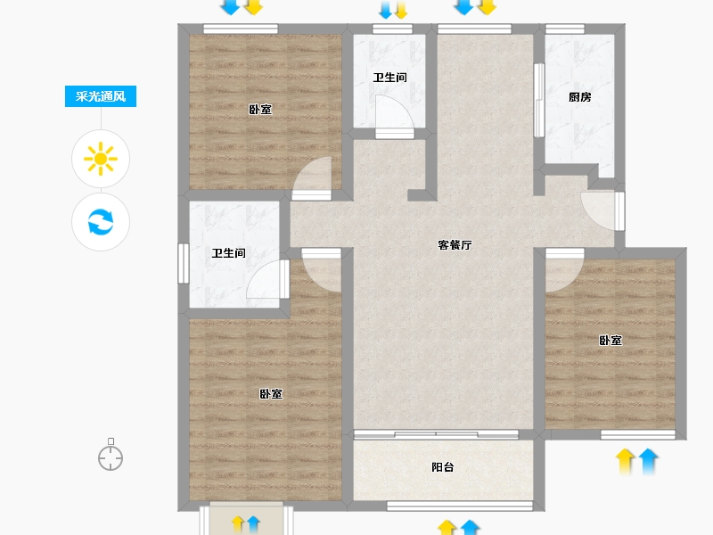 山东省-菏泽市-城建翰林华庭-104.01-户型库-采光通风