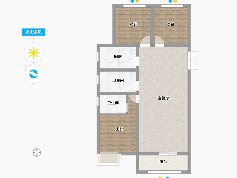 甘肃省-天水市-玖鼎·锦绣名苑-80.73-户型库-采光通风