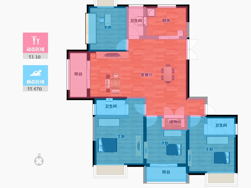 湖北省-荆门市-佳信·凯旋城-95.29-户型库-动静分区