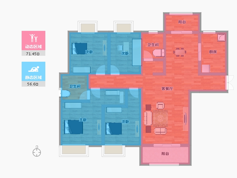 湖北省-荆门市-佳信·凯旋城-111.88-户型库-动静分区