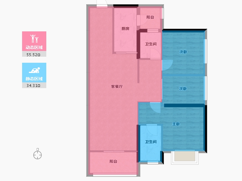 广东省-肇庆市-四会碧桂园明珠花园-80.56-户型库-动静分区