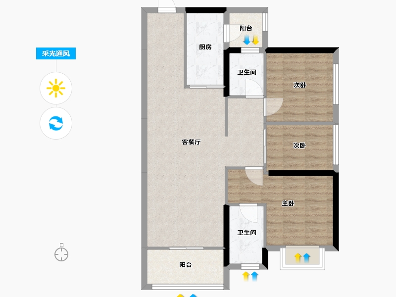 广东省-肇庆市-四会碧桂园明珠花园-80.56-户型库-采光通风