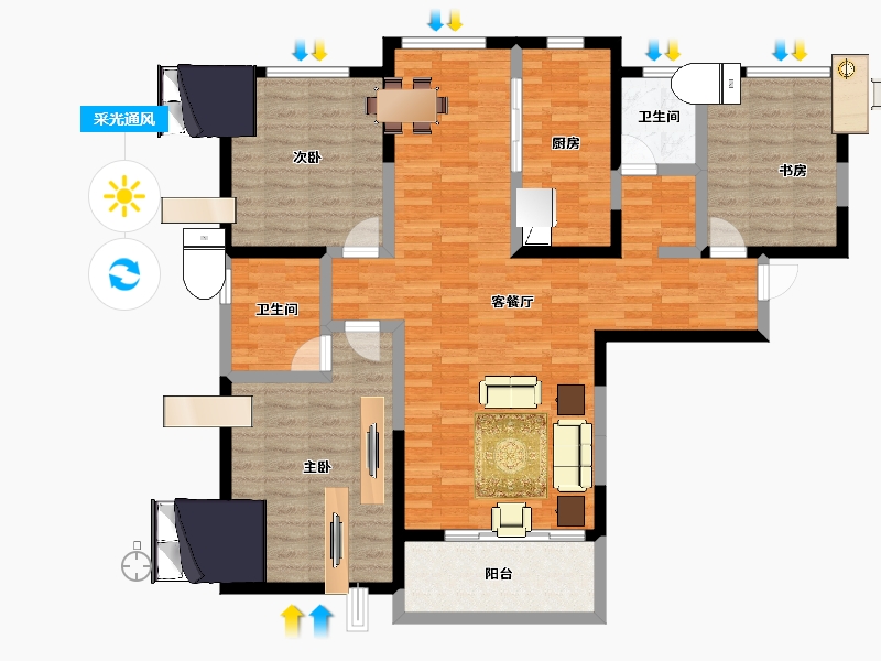 河南省-洛阳市-康乐花园-114.41-户型库-采光通风