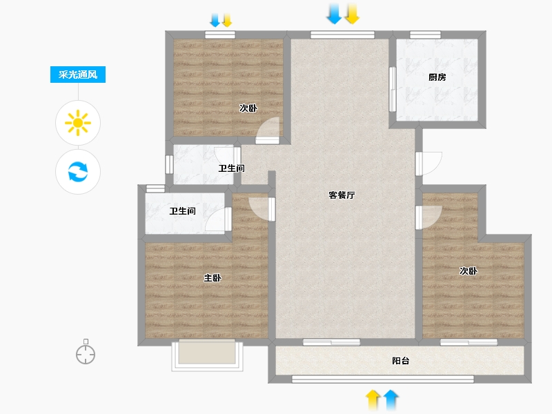 甘肃省-天水市-天水·盛达公馆-110.51-户型库-采光通风