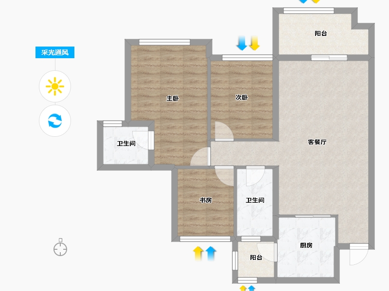 四川省-南充市-鸿通翡翠城-81.40-户型库-采光通风