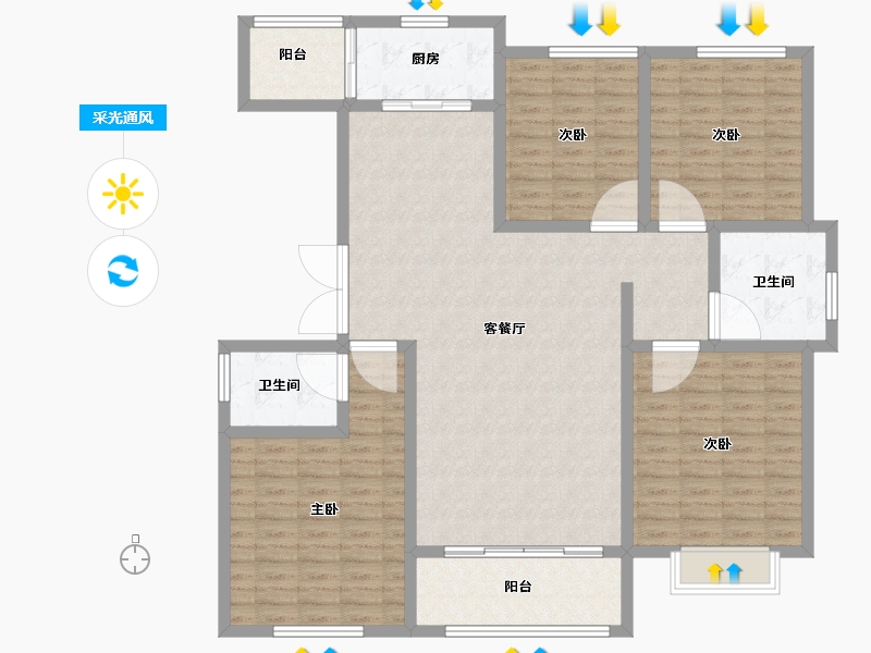 山东省-菏泽市-河畔清华-139.20-户型库-采光通风