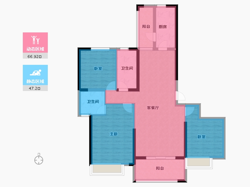 湖北省-荆州市-信达·江城壹号-101.95-户型库-动静分区