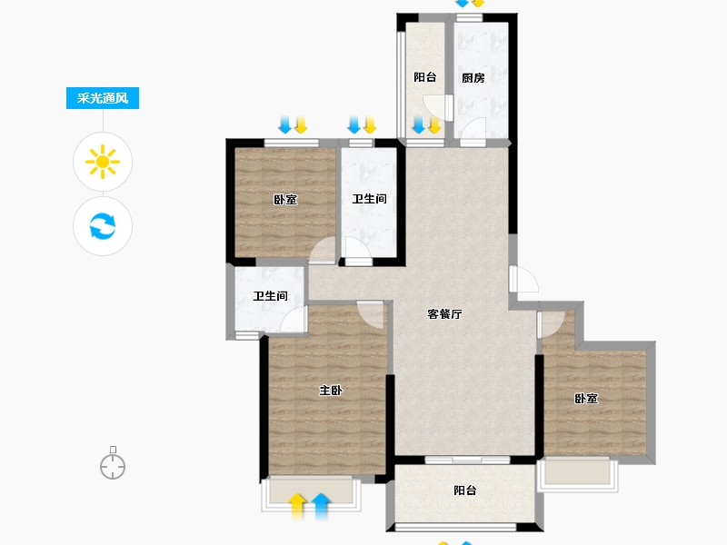 湖北省-荆州市-信达·江城壹号-101.95-户型库-采光通风