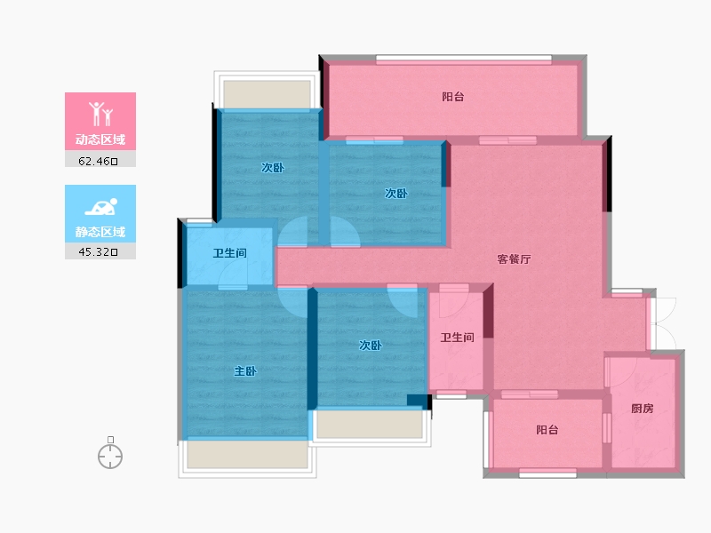 贵州省-黔东南苗族侗族自治州-鑫洋·天誉城-95.37-户型库-动静分区