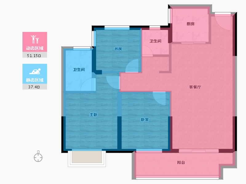 浙江省-金华市-中梁金地西江悦府-79.19-户型库-动静分区