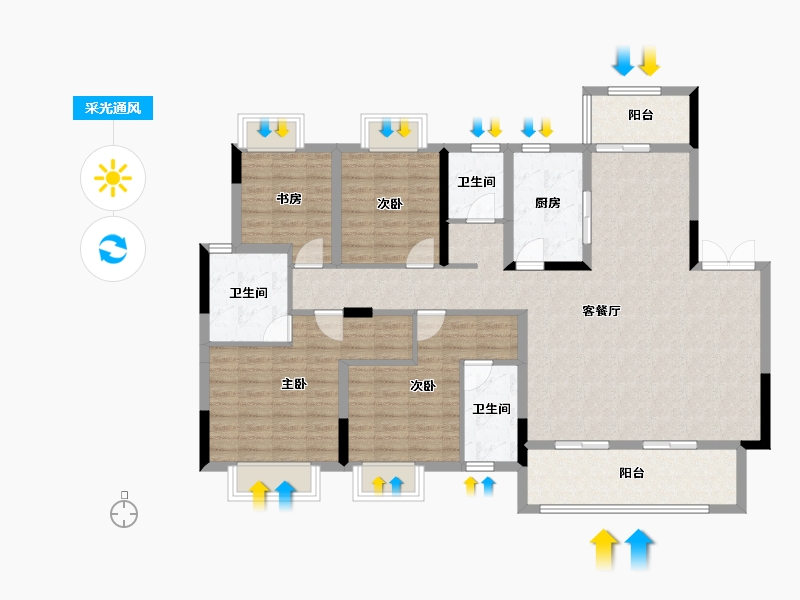 湖南省-衡阳市-中建和城壹品-127.66-户型库-采光通风