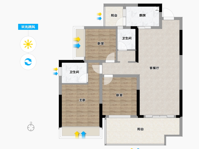 四川省-绵阳市-富临绵州水郡-97.23-户型库-采光通风