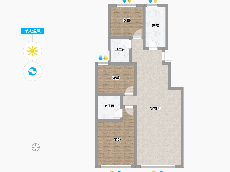 山东省-枣庄市-滕州凯润花园-89.30-户型库-采光通风