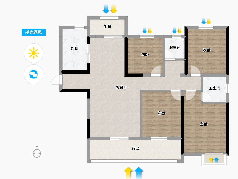 湖北省-黄石市-錦綉·御湖湾-112.06-户型库-采光通风